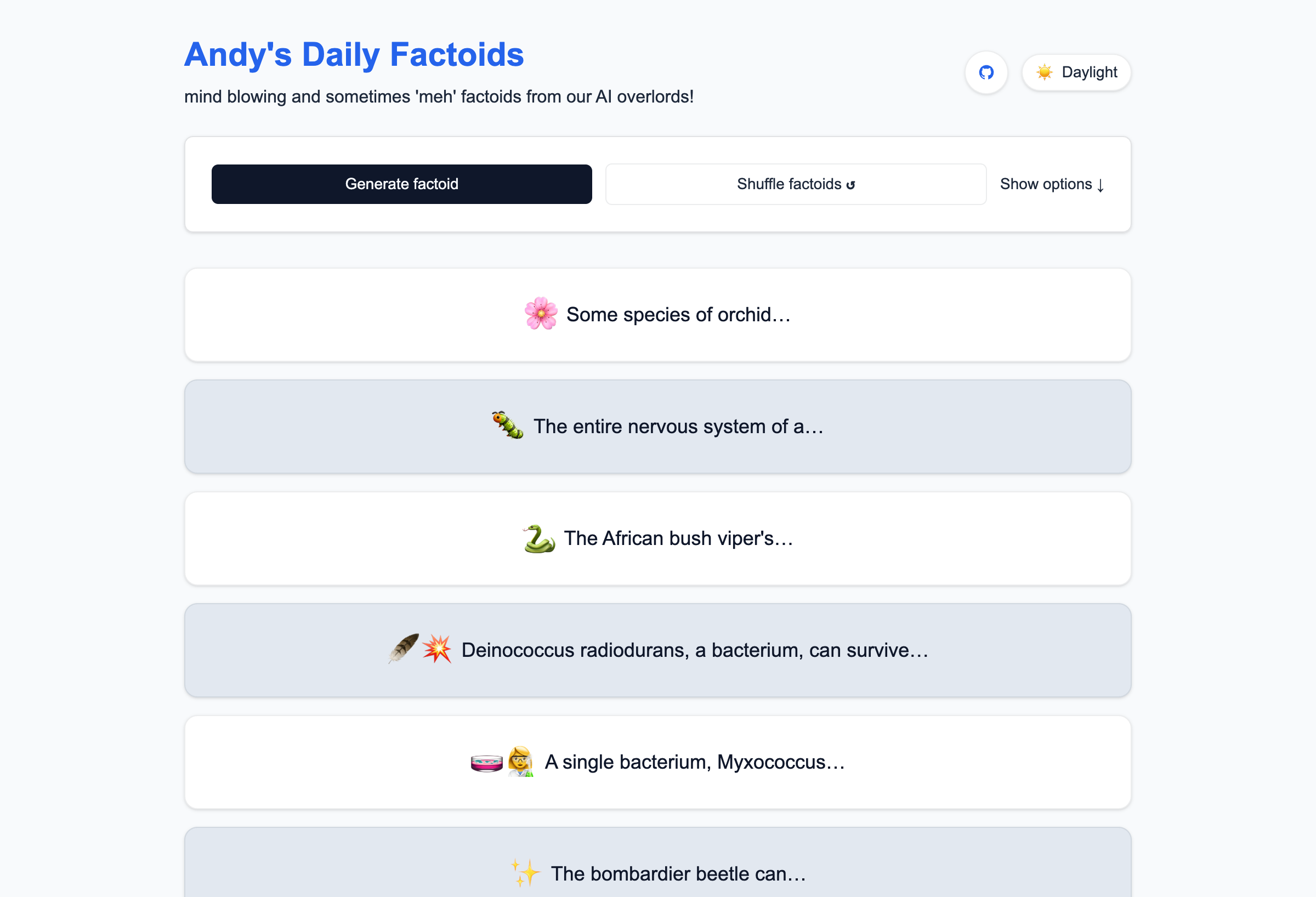 Andy's Daily Factoids